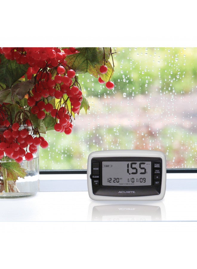 AcuRite Wireless Digital Rain Gauge with Self-Emptying Collector with Rainfall History, Alerts, and Current Date and Time (00899), Multicolor - Image 2