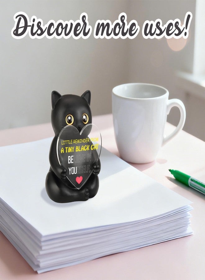 FTONENI Black Cat Desk Figurine Encouragement Gift for Coworker Teacher Nurse, Believe in Yourself Desk Decor, Appreciation Thank You Gift for Women Office Team - FDD625 - Image 4