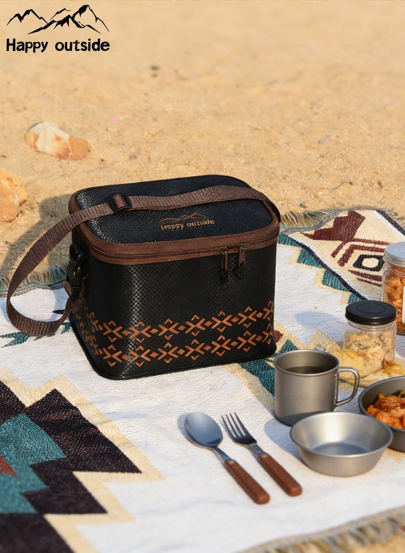 happy outside Portable Baby Lunch Box, Car Fridge & Picnic Cooler Bag - Heavy-Duty Insulated Thermal Tote for Road Trips, Desert Camping, Family Outings | Durable, Wipe-Clean EVA | Keeps Ice Longer, Perfect for Drinks, Snacks, Meals (Black) - Image 4