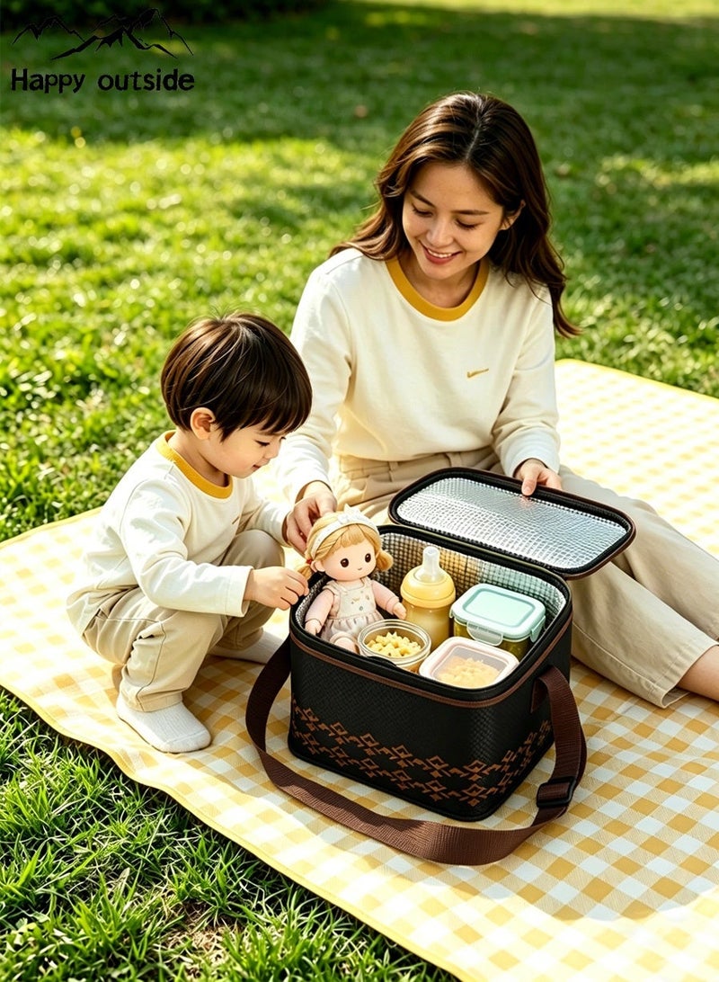 happy outside Portable Baby Lunch Box, Car Fridge & Picnic Cooler Bag - Heavy-Duty Insulated Thermal Tote for Road Trips, Desert Camping, Family Outings | Durable, Wipe-Clean EVA | Keeps Ice Longer, Perfect for Drinks, Snacks, Meals (Black) - Image 3