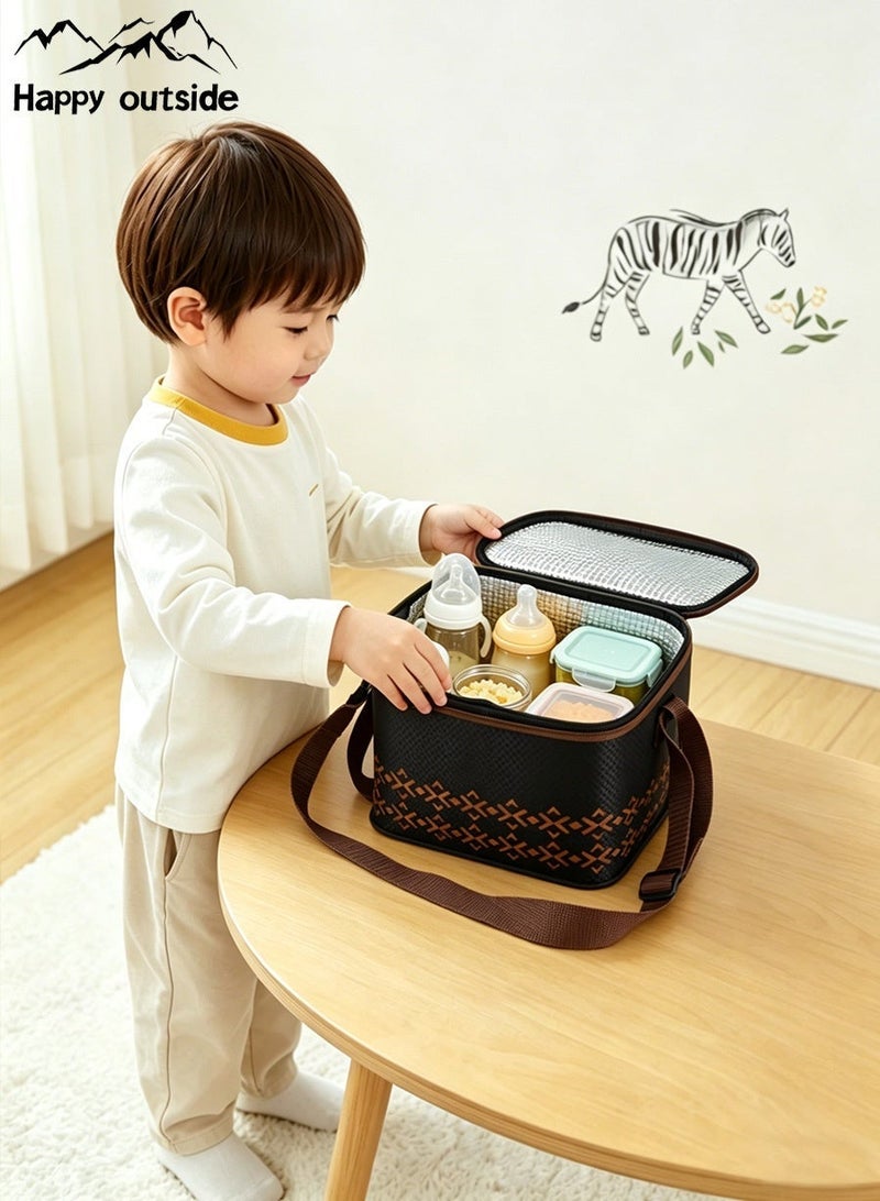 happy outside Portable Baby Lunch Box, Car Fridge & Picnic Cooler Bag - Heavy-Duty Insulated Thermal Tote for Road Trips, Desert Camping, Family Outings | Durable, Wipe-Clean EVA | Keeps Ice Longer, Perfect for Drinks, Snacks, Meals (Black) - Image 2