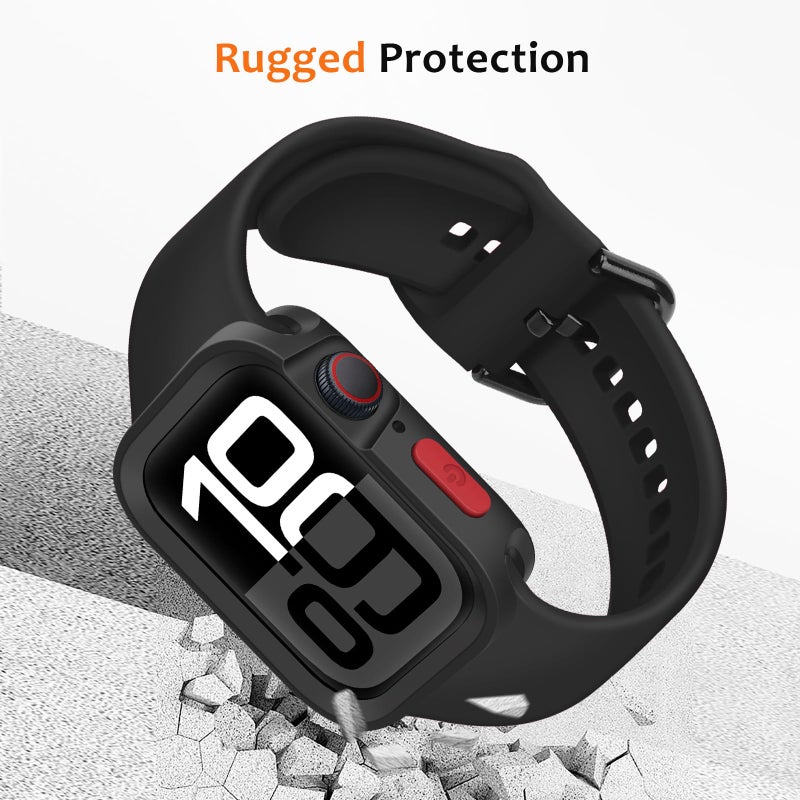 ZZDZZ Rugged Case Compatible with Apple Watch Case 46mm Series 11/10, Soft Flexible TPU Shockproof Protective Bumper Cover for iWatch 46mm, Black - Image 3