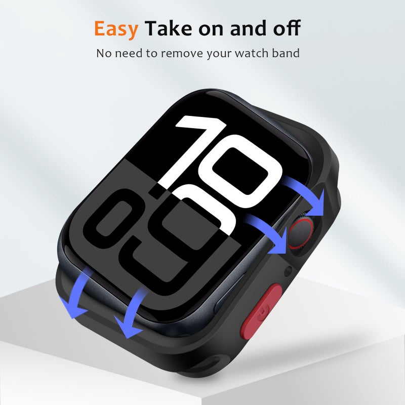 ZZDZZ Rugged Case Compatible with Apple Watch Case 46mm Series 11/10, Soft Flexible TPU Shockproof Protective Bumper Cover for iWatch 46mm, Black - Image 4