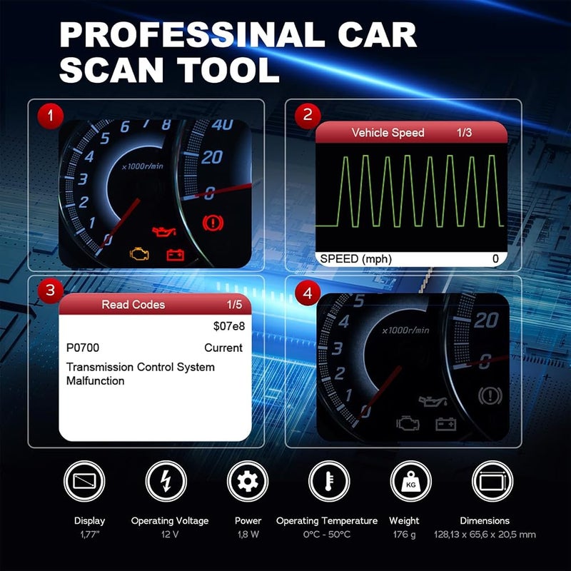 LAUNCH Creader E1 OBD2 Diagnostic Device Car, Fault Reader for Engine & Exhaust Gas, Reads & Clears Fault Codes, Shows Live Data & I/M Readiness, Supports Battery Voltage Testing & Freeze Frame Data - Image 3