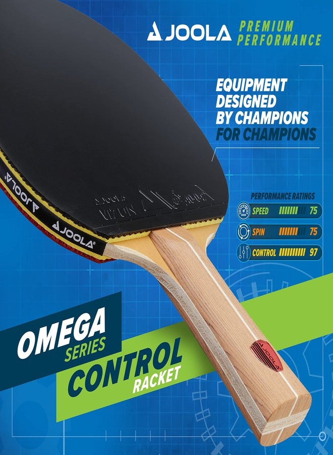 JOOLA Omega Control - Tournament Peformance Ping Pong Paddle - Table Tennis Racket for Advanced Training with Flared Handle - Includes Adapter 32 Table Tennis Rubber - Designed for Control - Image 2