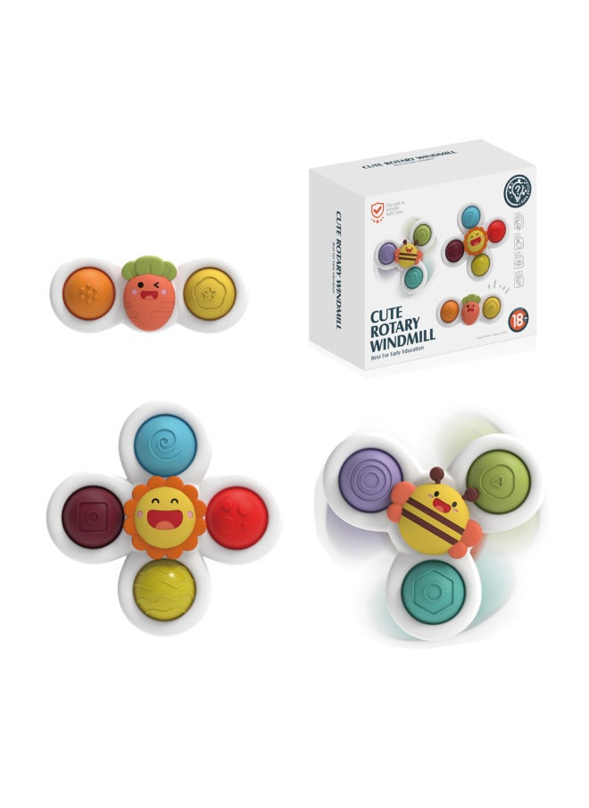 Generic - Baby Suction Cup Bath Toy Cartoon Finger Spinning Top Toothpaste Bath Toy Baby Shower Gift Idea Non-toxic Eco-friendly-Color:Bubble Turnaround Music Three-Piece Set (Color Box) Large Quantity And Excellent Price - Image 1