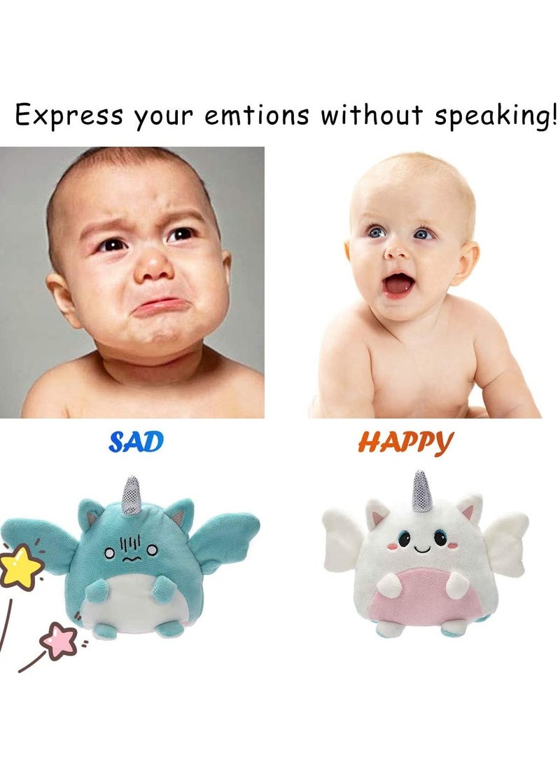 Zikra Reversible Plush 6 inches Plushies Unicorn Plush Cute Mood Plushie Stuffed for Adult Kids Girl Boy Gift White Blue - Image 4