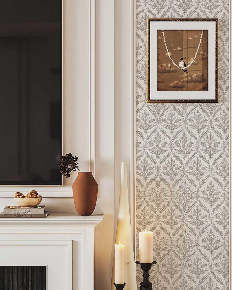 YXTII 393.7" x 17.3" Beige Peel and Stick Wallpaper Vintage Floral Wallpaper Self Adhesive Decorative Contact Paper for Bedroom Bathroom Waterproof Self Adhesive Vinyl Drawer Decor - Image 2
