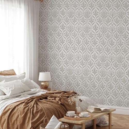 YXTII 393.7" x 17.3" Beige Peel and Stick Wallpaper Vintage Floral Wallpaper Self Adhesive Decorative Contact Paper for Bedroom Bathroom Waterproof Self Adhesive Vinyl Drawer Decor - Image 4