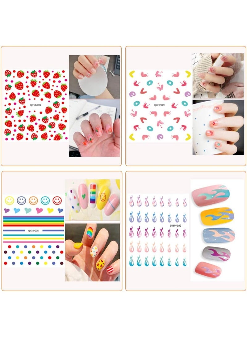 IHUKEIT Nail Stickers for Women and Little Girls - 12 Sheets 3D Self-Adhesive DIY Nail Art Decoration Set Including Flowers Leaves Animals Plants Fruits Nail Decals for Woman Kids Girls - Image 5