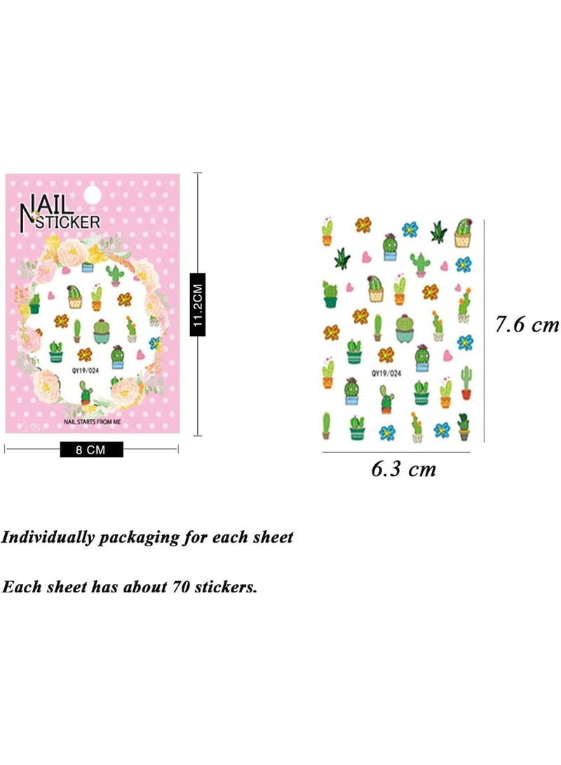 IHUKEIT Nail Stickers for Women and Little Girls - 12 Sheets 3D Self-Adhesive DIY Nail Art Decoration Set Including Flowers Leaves Animals Plants Fruits Nail Decals for Woman Kids Girls - Image 3