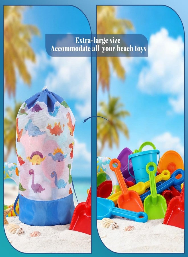 حقيبة رمل شاطئية كبيرة جدًا من SilTriangle مزودة برباط، حقيبة ظهر شبكية بتصميم ديناصور، مثالية لألعاب الرمل ومستلزمات حمام السباحة، خفيفة الوزن للغاية ومقاومة للماء، ومنظم تخزين للسفر. - Image 4