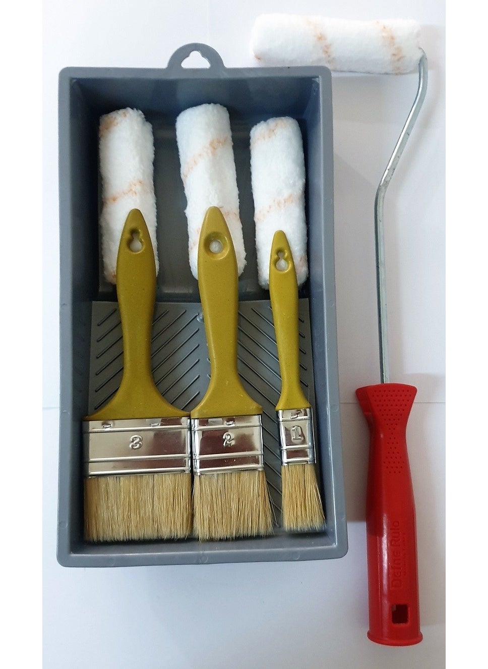 M1 Art Paint Set 8 Finger Roller 10 cm, 3 Spare Heads, 3 Paint Brushes, Application Pan  - Image 1