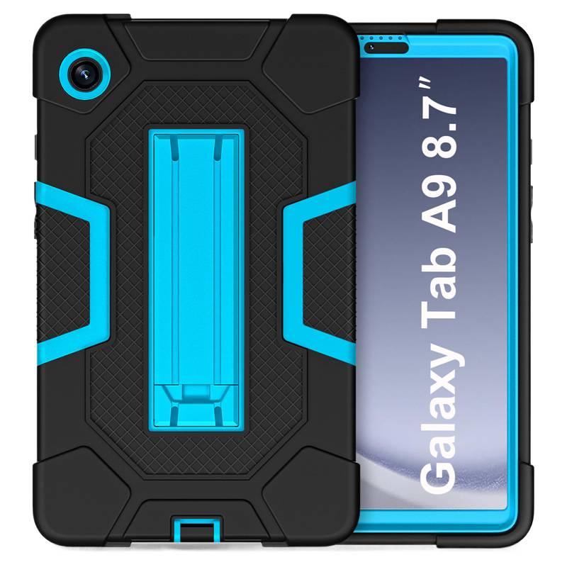 حافظة سامسونج تاب مقاومة للصدمات متوافقة مع Samsung Galaxy Tab A9 باللون أسود مع غطاء حماية ووظيفة حامل وحمل يومي للتابلت مقاوم للصدمات بوظيفة حامل Samsung Tab Shockproof - ModaStar - Image 2