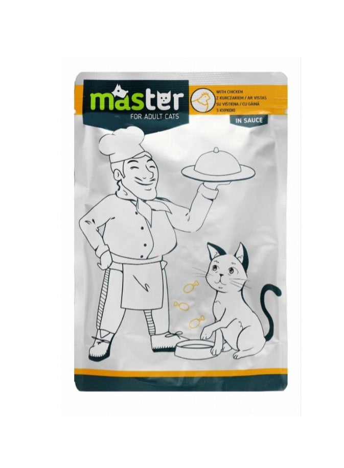 Master Complete Wet Food with Poultry in Jelly for Adult Cats 80g