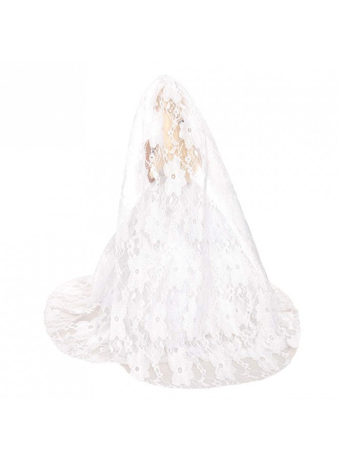 Barwa فستان زفاف أبيض من باروا مع طرحة طويلة لحفلات المساء، فستان أميرة من الدانتيل الأبيض لدمية فتاة بطول 11.5 إنش - Image 3