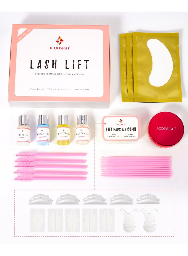 إيكونساين مجموعة تجعيد الرموش من الجيل الثاني من آيكون ساين مع غراء مُحسّن - مجموعة احترافية لرفع الرموش وتصفيح الحواجب، تجعيد طويل الأمد وتصفيف الحواجب، مجموعة كاملة للاستخدام في الصالون والمنزل - Image 1