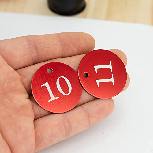 StayMax Round Aluminum Engraved Number Tags Key Tags ID Tags (1-25, Red) - Image 4
