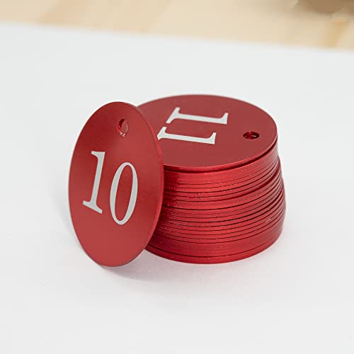 StayMax Round Aluminum Engraved Number Tags Key Tags ID Tags (1-25, Red) - Image 3