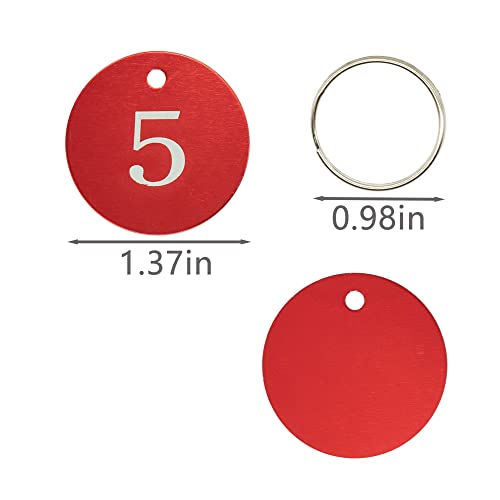 StayMax Round Aluminum Engraved Number Tags Key Tags ID Tags (1-25, Red) - Image 2