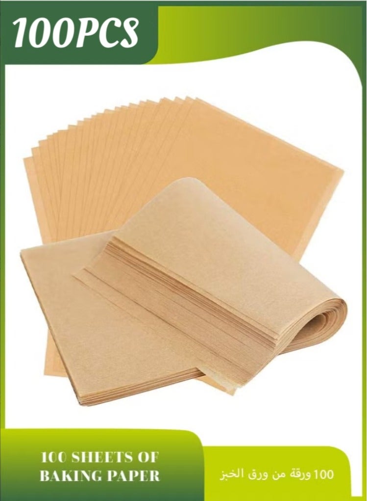 Baking Paper Baking Sheets, Pre-cut Non-stick, Unbleached, Will Not Curl or Burn, Non-toxic and Conveniently Packed, 30cm*40cm (100 Sheets, Color: Brown) - Image 1