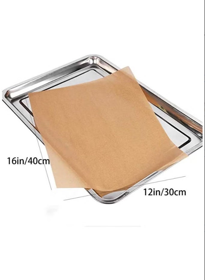 Baking Paper Baking Sheets, Pre-cut Non-stick, Unbleached, Will Not Curl or Burn, Non-toxic and Conveniently Packed, 30cm*40cm (100 Sheets, Color: Brown) - Image 2