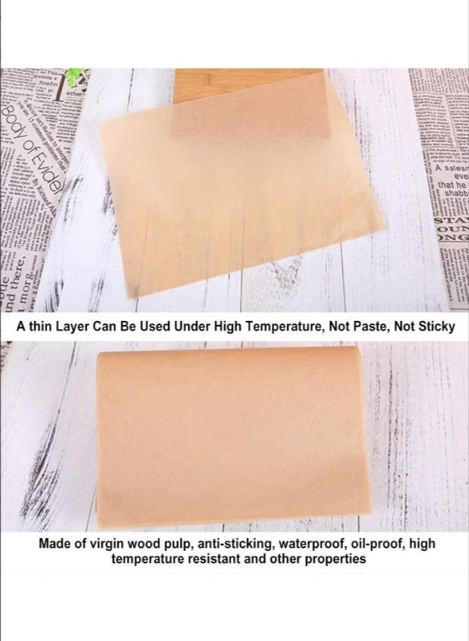 Baking Paper Baking Sheets, Pre-cut Non-stick, Unbleached, Will Not Curl or Burn, Non-toxic and Conveniently Packed, 30cm*40cm (100 Sheets, Color: Brown) - Image 3