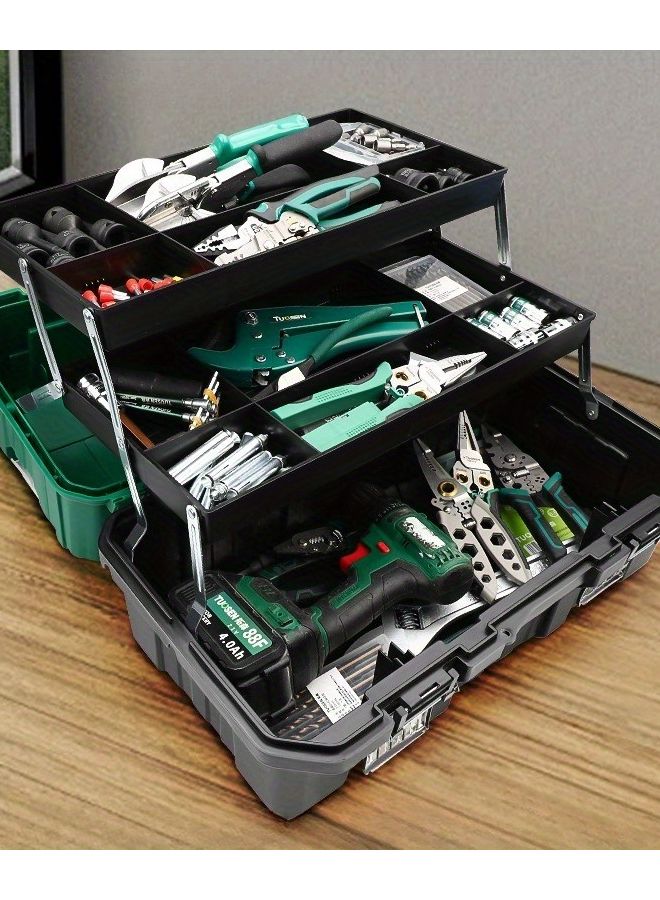 Small 3 Layer Folding Toolbox Transparent Lid Waterproof Plastic Organizer - Image 2