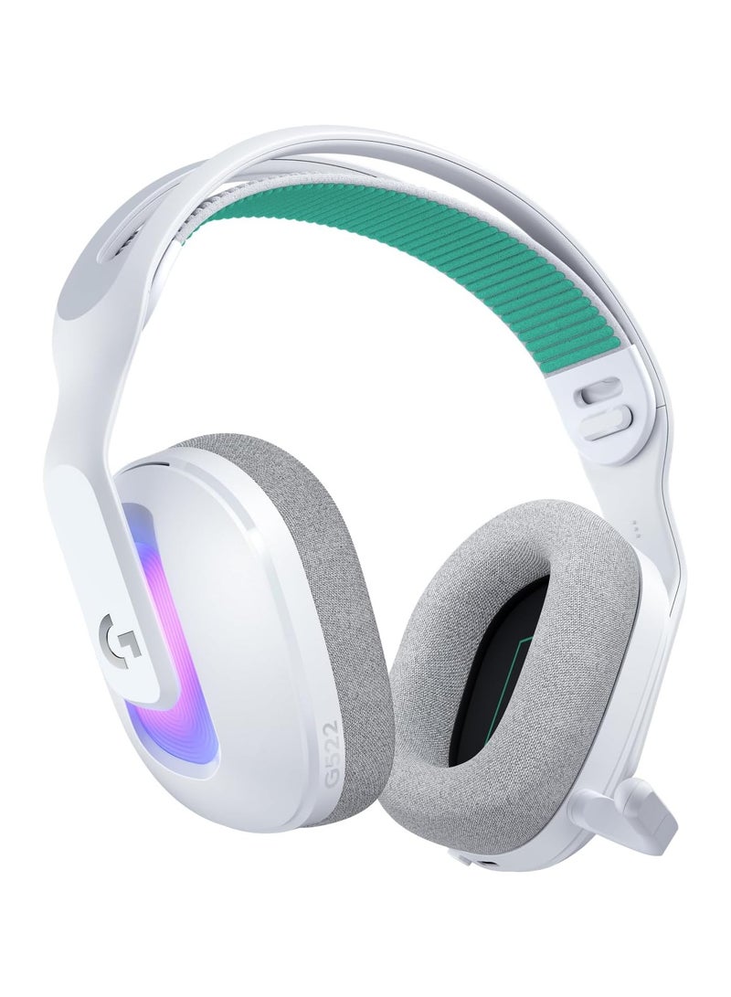 لوجيتيك سماعة رأس للألعاب G522 LIGHTSPEED اللاسلكية، LIGHTSYNC RGB، ميكروفون كامل النطاق وصوت متزامن متقدم، ثلاثي الاتصال مع LIGHTSPEED، بلوتوث، USB-A إلى USB-C للكمبيوتر - أبيض - Image 1