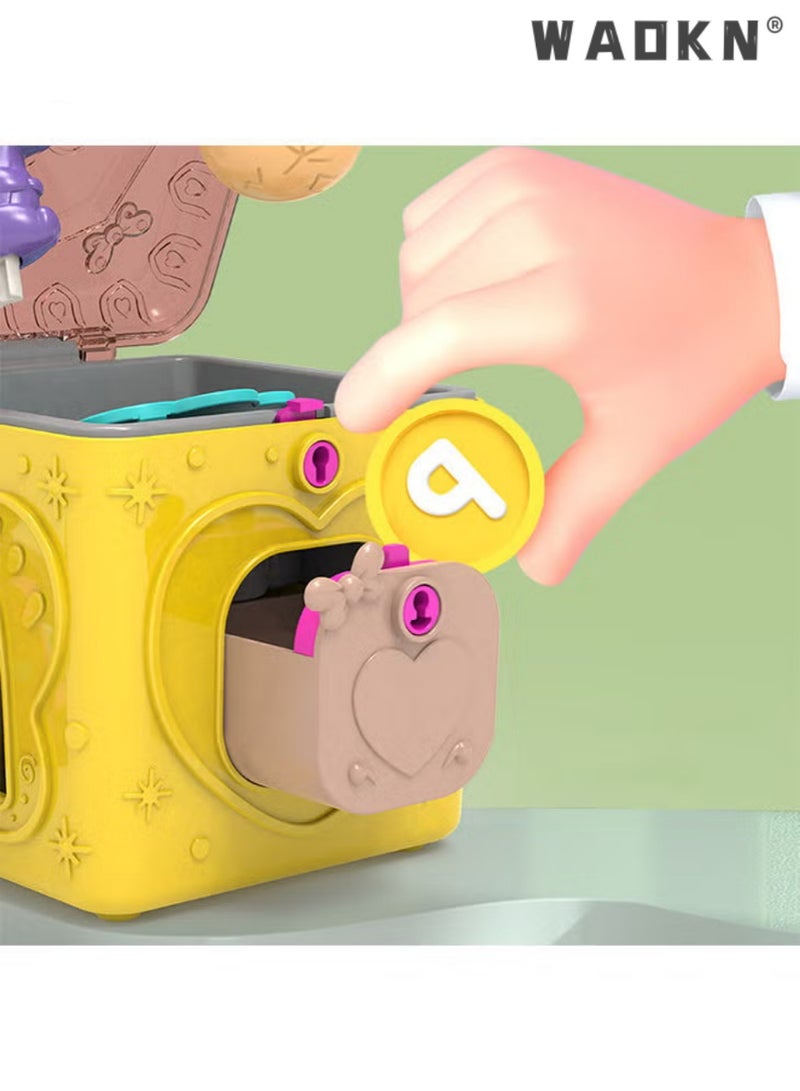 WAOKN Treasure Chest - Girls' Prize Box Container - Jewelry Storage Box with Lock Key,Mysterious Dinosaur Treasure Box Unlock Blind Box Toy Treasure Box  Portable Sewing Box, Birthday Gift for Girls Ages 4 to 6  - Image 2