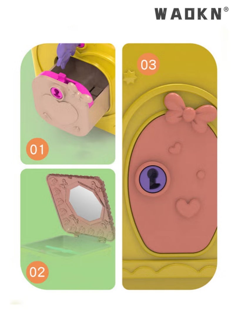 WAOKN Treasure Chest - Girls' Prize Box Container - Jewelry Storage Box with Lock Key,Mysterious Dinosaur Treasure Box Unlock Blind Box Toy Treasure Box  Portable Sewing Box, Birthday Gift for Girls Ages 4 to 6  - Image 1