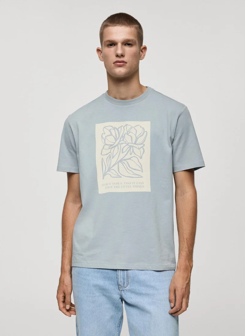 مانجو مان Casual Graphic Crew Neck T-Shirt