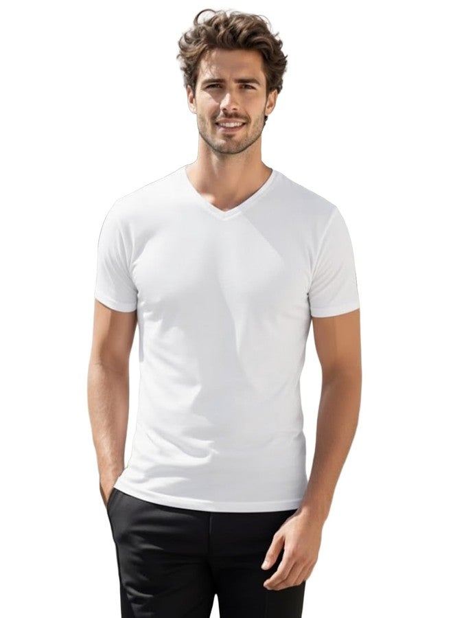 H2H Shirts for Men Short Sleeve Lightweight White US M/Asia L (CMTTS0197) - Image 1