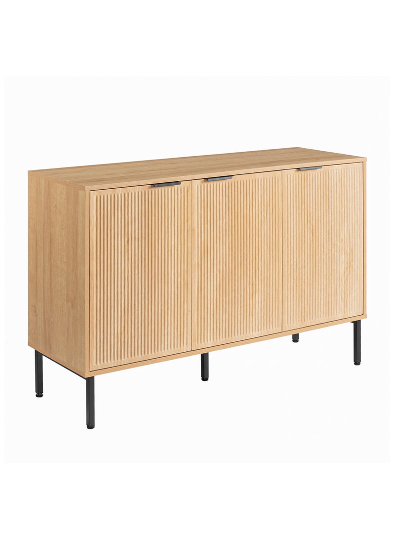 DOOHWAN 45.98" Wide Buffet Cabinet with 3 Doors & Shelves – Large Farmhouse Sideboard for Dining Room, Office Coffee Bar, Entryway, or Living Room – Fluted Accent TV Console, Hallway Storage Cabinet - Image 1
