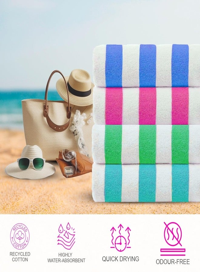 CASA COPENHAGEN Cabana Beach Towel Designed in Denmark Rough and Tough, Quick Dry, Pool, Bath & Shower 30x60 inches 4 Pieces Cotton Beach Bath Towels Set - Turquoise, Royal Blue,Pink, Green - Image 2