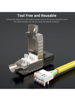 Generic RJ45 Connectors Tool Free Cat 8, Cat8 Field Termination Plug Shielded RJ45 Modular Plugs for 2000MHz 2GHz 40G Double Shielded Solid LAN Cable 22AWG-24AWG (6-Pack)  - Image 4