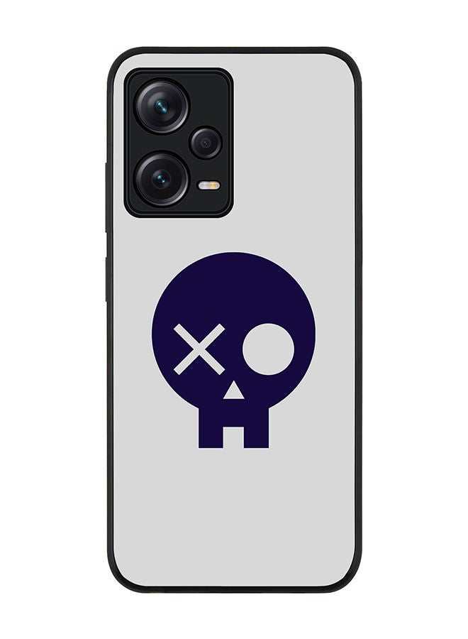 Stylizedd Rugged Black edge case for Redmi Note 12 Pro 5G Slim fit Soft Case Flexible Rubber Edges Anti Drop TPU Gel Thin Cover - Skull Patch  - Image 1