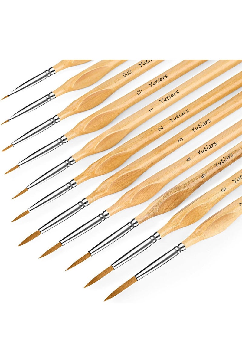 erorex wood color 11pcs Premium Miniature Detail Paint Brush Set With Natural Wood Triangle Rod For Waterco