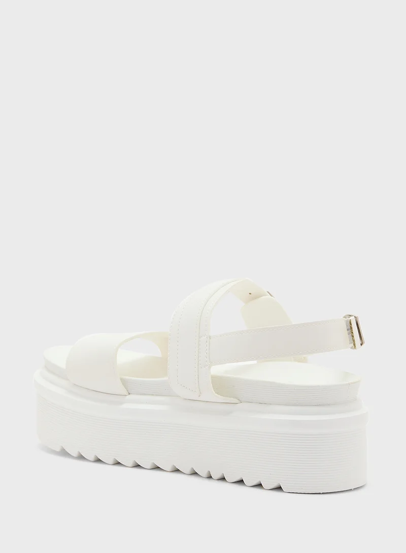 Truffle Chunky Flatform Ankle Strap  Flat Sandal