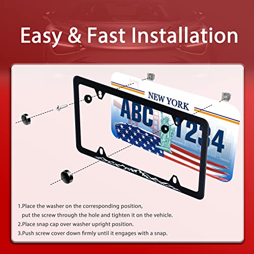UNINDREM Mountains License Plate Frame Funny Black and White Mountain License Plate Holder Stainless Steel Auto Parts Personalise Decoration with Screws for Men Women 4 Holes 1pcs - Image 3