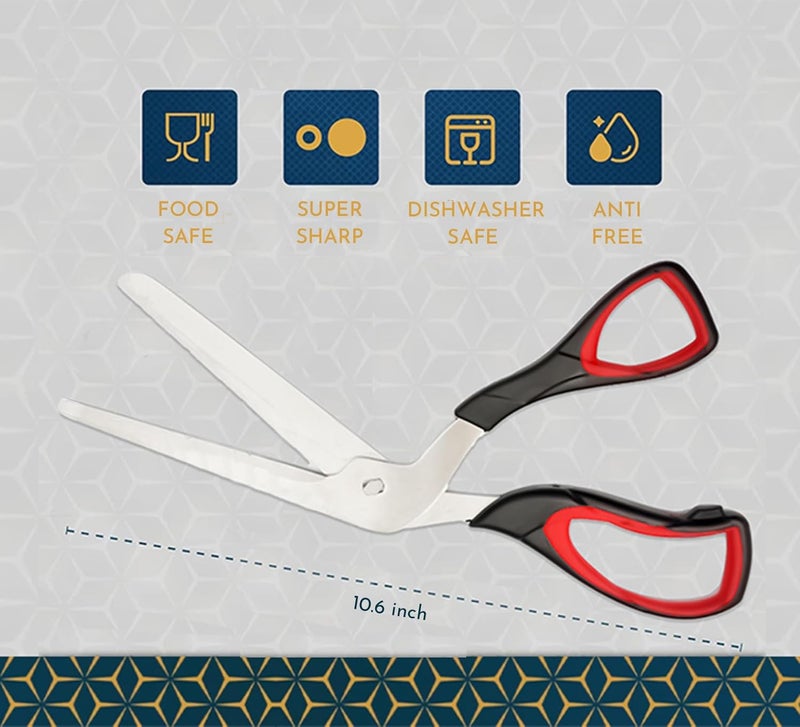 Raafi Sharp Pizza Scissors Cutter. Food Grade and Dishwasher Safe Pizza Cutter for Perfect Slices. No More Topping Mess. 10.6 Inch Kitchen Scissors better than Pizza Roller - Image 2