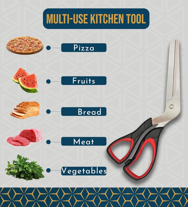 Raafi Sharp Pizza Scissors Cutter. Food Grade and Dishwasher Safe Pizza Cutter for Perfect Slices. No More Topping Mess. 10.6 Inch Kitchen Scissors better than Pizza Roller - Image 4