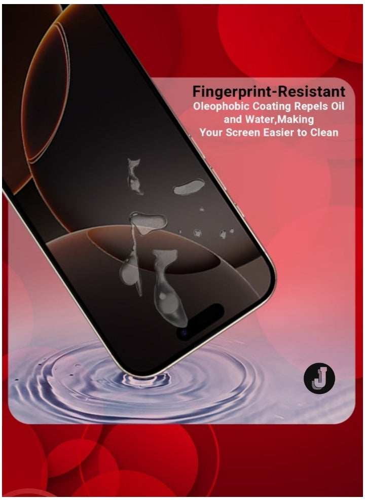 JAJEEK "New 3-Pack iPhone 16 Pro Max Privacy Screen Protector – Anti-Spy Tempered Glass, 9H Hardness, Case-Friendly, Black Privacy Film" - Image 4