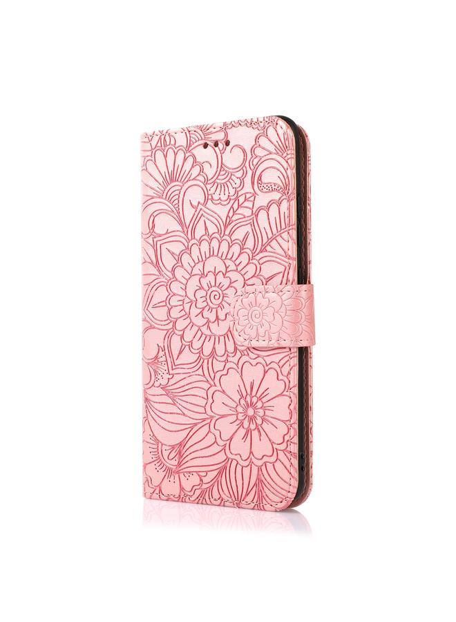 اس-توب جراب لهاتف Samsung Galaxy A71 مصنوع من الجلد المنقوش بنقشة عباد الشمس مع حامل وفتحات للبطاقات ومحفظة وحبل تعليق - Image 2