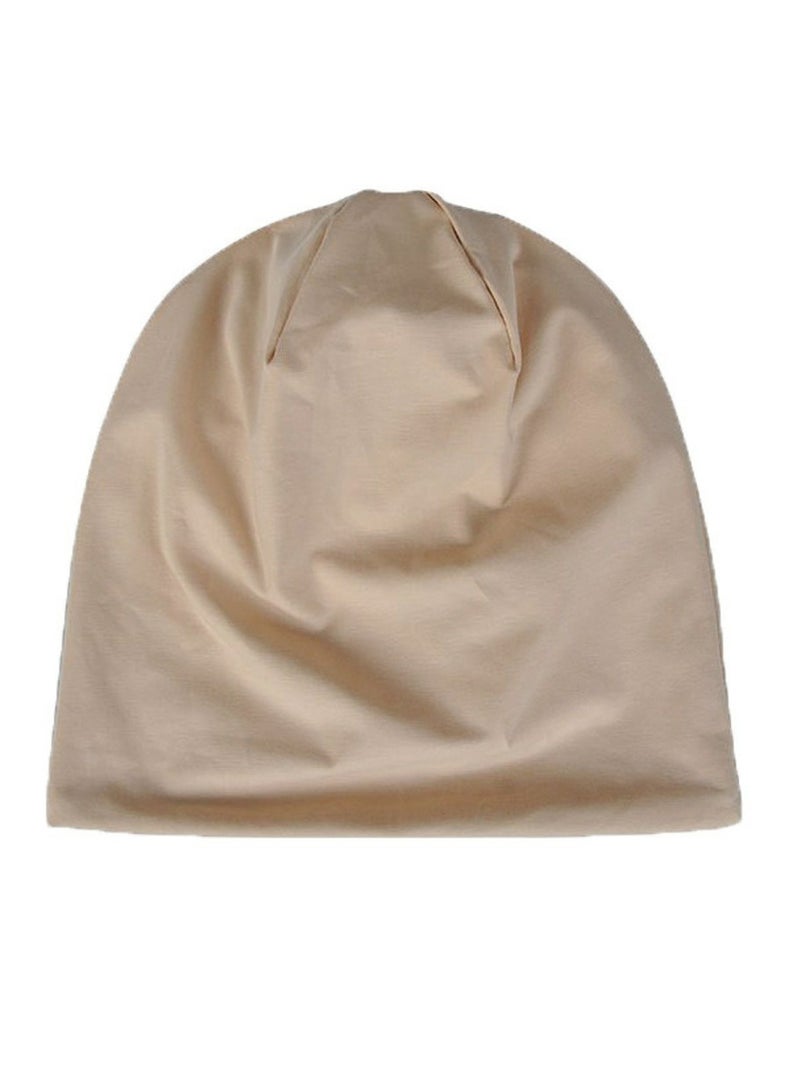 Infinity Scarf Headwear Cap Solid Color Thickened Plush Beanie Hat Khaki  - Image 1