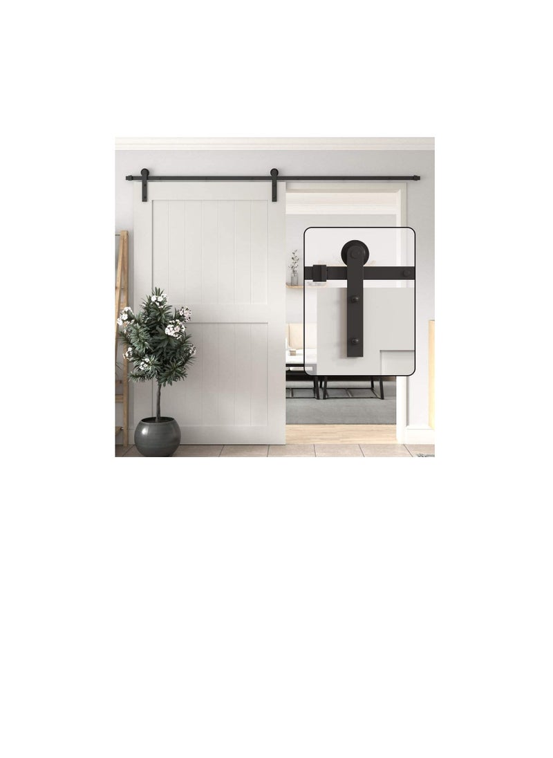 ROBUSTLINE Robustline Black Straight Design Sliding Roller Barn Single Wood Door Hardware Closet Track Kit Set (3 Mtr / 10 Foot)  - Image 1