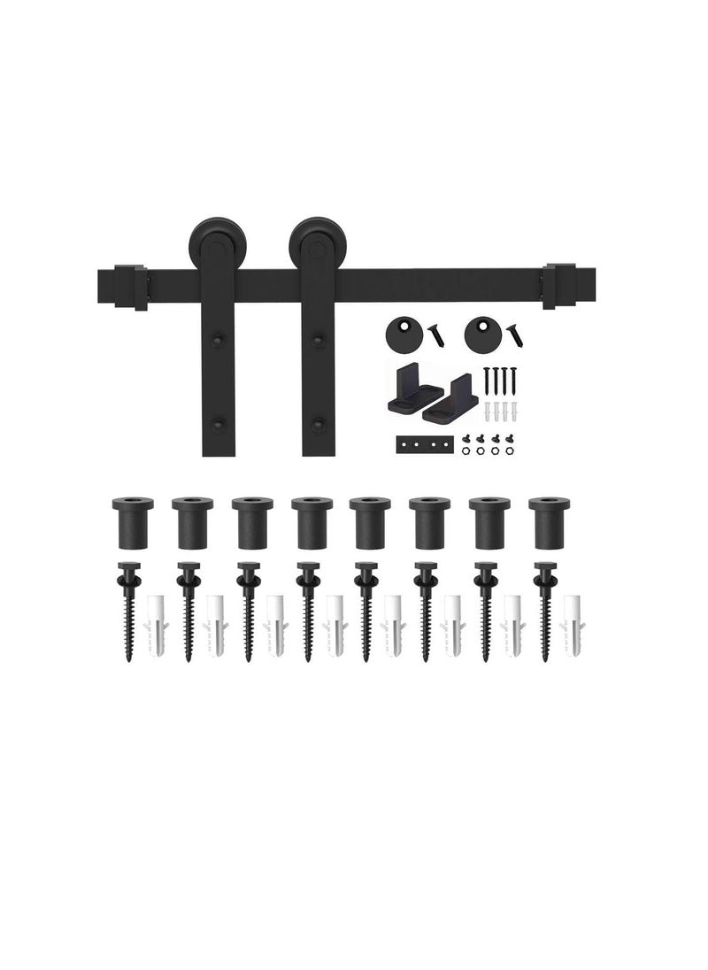 ROBUSTLINE Robustline Black Straight Design Sliding Roller Barn Single Wood Door Hardware Closet Track Kit Set (3 Mtr / 10 Foot)  - Image 3