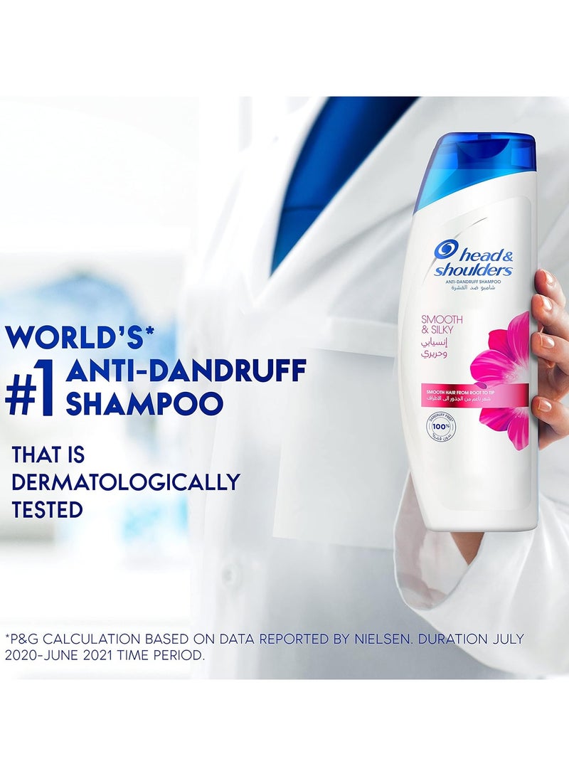 Head & Shoulders Smooth And Silky Anti-Dandruff Shampoo With Maxfoam Technology  Hair From Root To Tip 350ml +350ml  - Image 4