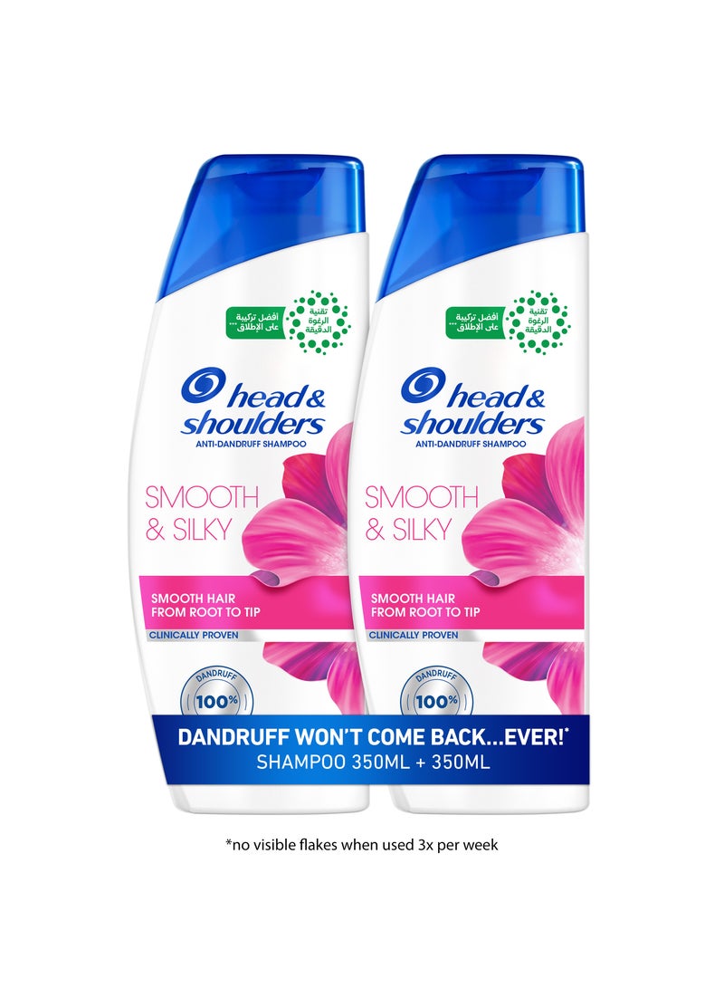 Head & Shoulders Smooth And Silky Anti-Dandruff Shampoo With Maxfoam Technology  Hair From Root To Tip 350ml +350ml  - Image 1