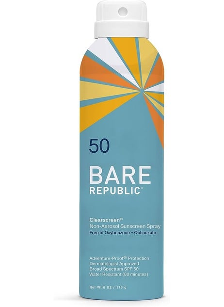 bare republic Bare Republic Clearscreen Sunscreen SPF 50 Sunblock Spray, Water Resistant with an Invisible Finish, 6 Fl Oz Each, 2 Pack 